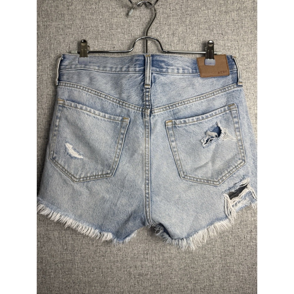 Women 2020 Aeropostale 90's High Rise Cut Off Light Jean Shorts Distressed Sz 8 - Picture 3 of 5